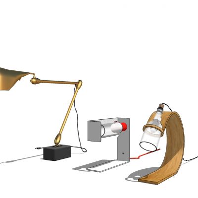 现代金属木制异形台灯组合