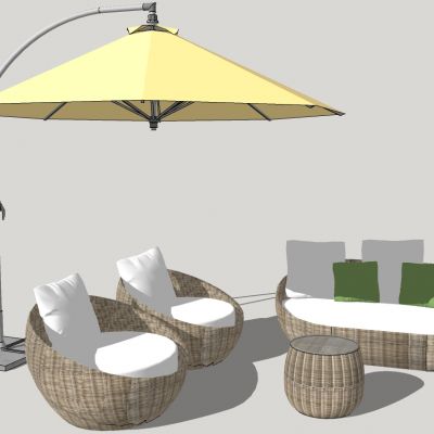 室外户外休闲藤编编织沙发茶几遮阳伞组合