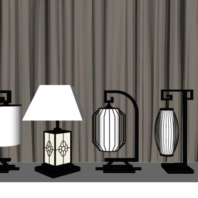 新中式灯笼铁艺台灯书房台灯