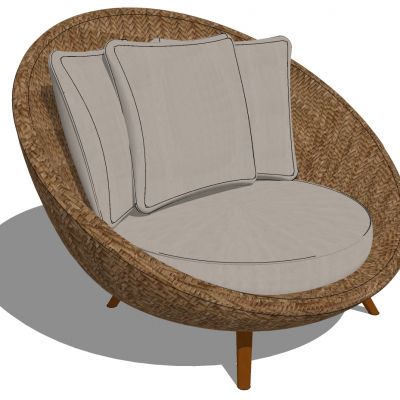 东南亚户外藤编编织竹编席编单人沙发