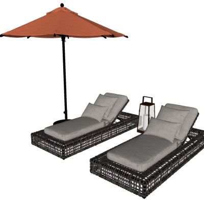 现代户外藤编躺椅