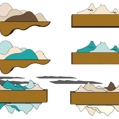 新中式金属假山山脉山形壁灯