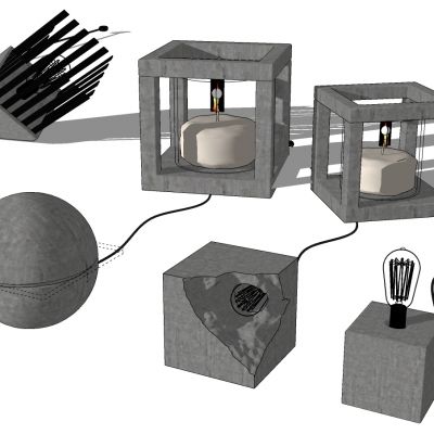 工业风混凝土台灯组合
