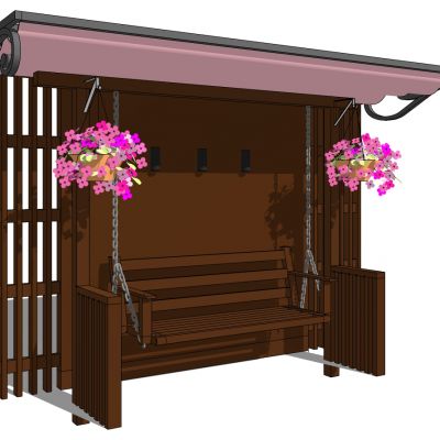 户外娱乐器材秋千凉亭花篮吊篮SU模型