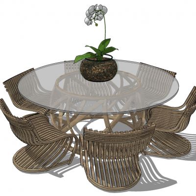 户外阳台藤编竹编编织休闲餐桌椅