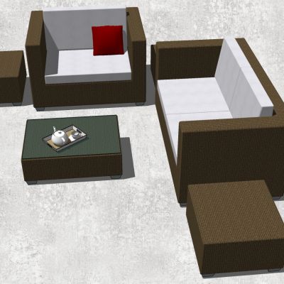 东南亚户外藤编编织竹编席编沙发