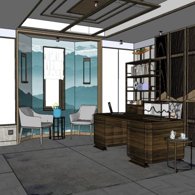 北欧现代榻榻米书房书座椅书柜吊灯台灯