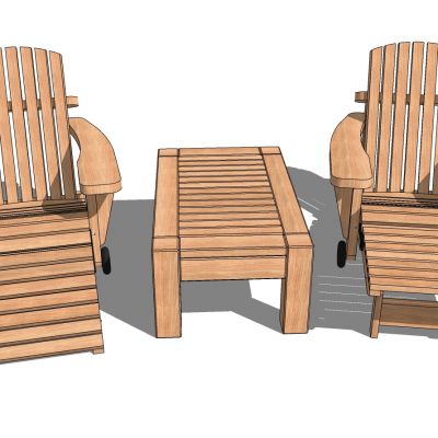 现代木制休闲躺椅