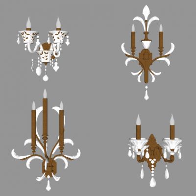 欧式法式金属铁艺雕花水晶壁灯