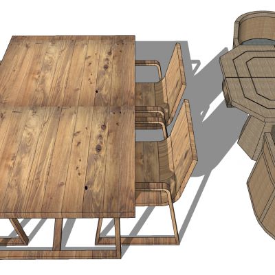 现代实木藤编景观阳台庭院休闲餐桌椅