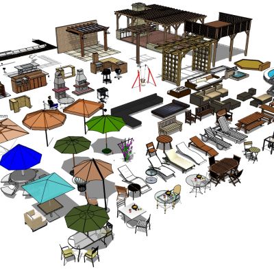 户外庭院景观阳台公园木质餐桌椅