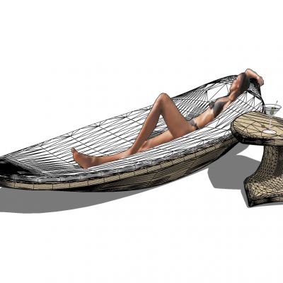 户外阳台藤编竹编编织异形树叶形状休闲躺椅