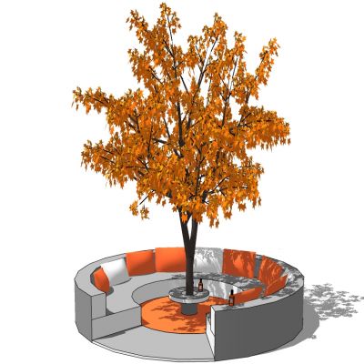 现代室外户外圆形沙发景观树组合