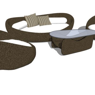 多人户外藤编休闲沙发茶几组合