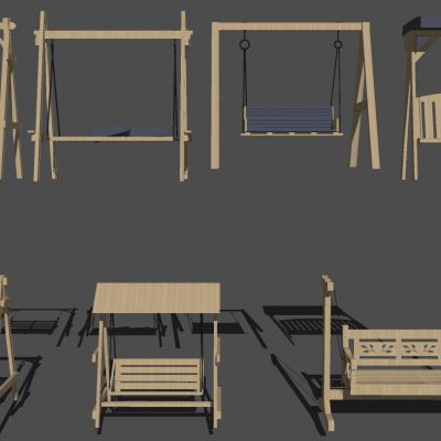 现代实木户外秋千摇椅