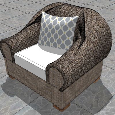 东南亚户外藤编编织竹编席编单人沙发