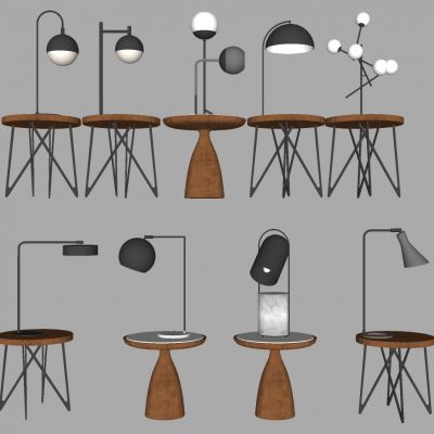 现代简约台灯边几灯几圆几