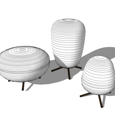 新中式日式异形台灯落地灯SU模型