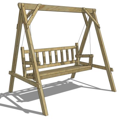 木架子户外娱乐器材秋千SU模型