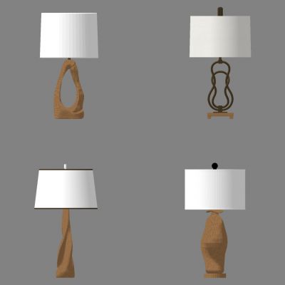 新中式木制铁艺台灯组合