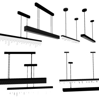 新中式服务台办公工位吊灯条形灯