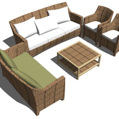 东南亚户外藤编编织竹编席编沙发