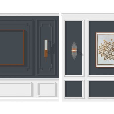 现代新中式轻奢简欧透明玻璃壁灯背景墙墙饰挂画