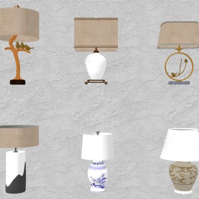 新中式陶瓷青花瓷树枝小鸟台灯组合