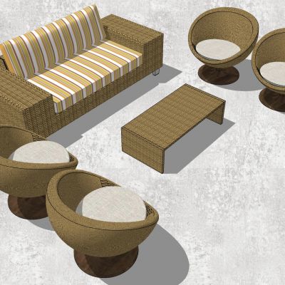 东南亚户外藤编编织竹编席编沙发