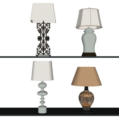 欧式美式新中式复古金属铁艺台灯