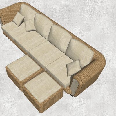 东南亚户外藤编编织竹编席编沙发