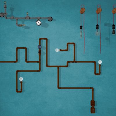 工业风格铁艺水管管道壁灯灯泡壁灯