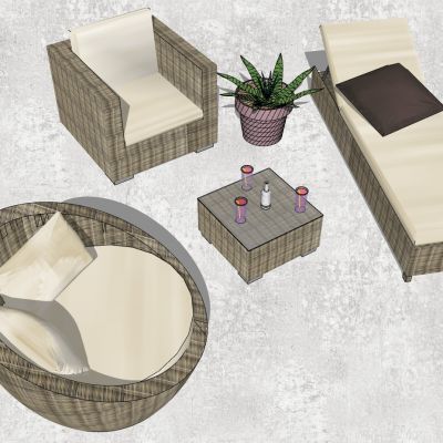 东南亚户外藤编编织竹编席编沙发