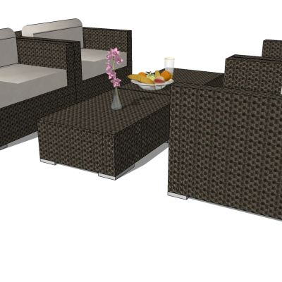 室外户外藤编编织沙发茶几组合