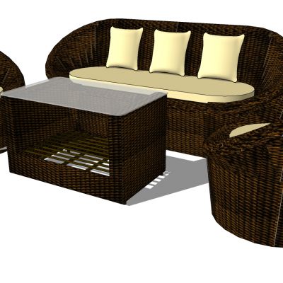 室外户外藤编编织多人休闲沙发单人休闲沙发茶几组合