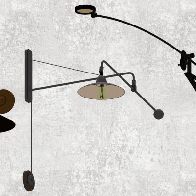 工业风铁艺钓鱼杆长壁灯