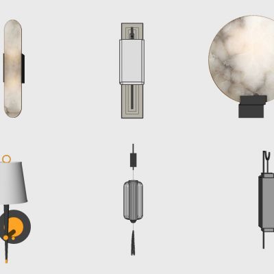 新中式壁灯组合仿大理石花纹壁灯组合