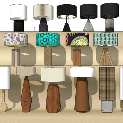 现代欧式新中式木制台灯组合