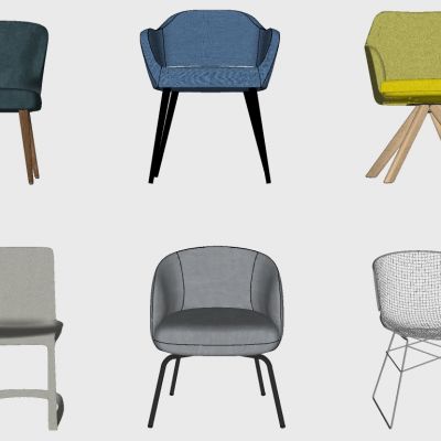 现代欧式美式法式椅SU模型