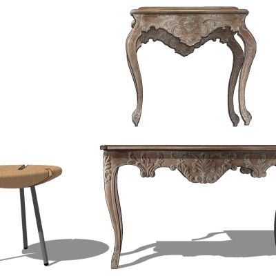 欧式法式桌子边几凳子