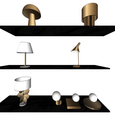 北欧现代轻奢床头小台灯SU模型