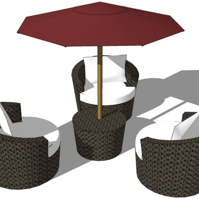 室外户外休闲藤编编织沙发遮阳伞组合