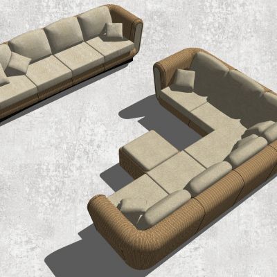 东南亚户外藤编编织竹编席编沙发