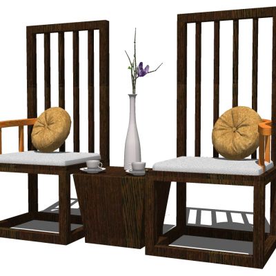 新中式实木单人休闲椅