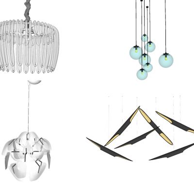 现代工业风金属水晶灯泡吊灯
