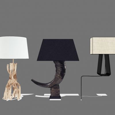 现代民宿和树枝牛角台灯组合
