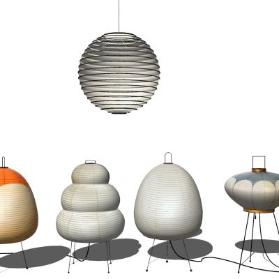 中式日式异形纸灯笼灯吊灯台灯落地灯组合