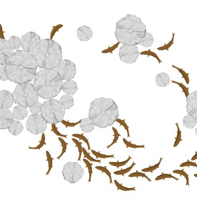 荷花叶小鱼鱼群墙饰挂饰挂件