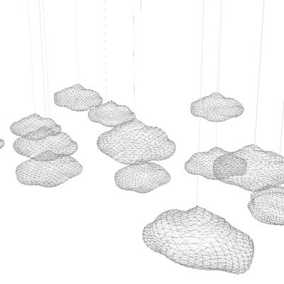 现代新中式云朵棉花铁网金属吊灯