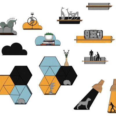 北欧层板书架隔板床头背景墙